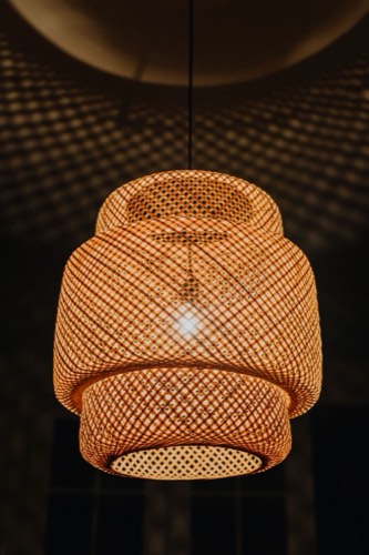 Woven rattan pendant